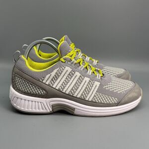Orthofeet Coral Women's 9 Wide Gray Knit Lace-Up Athletic Walking Sneakers Shoes